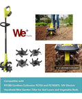 Cultivator Tines Replacement Blade Set For Ryobi 18V ONE Plus Cultivator P2750 P2705BTL P2750VNM, showing cultivator and blades.