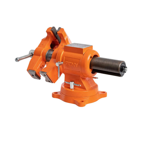 Heavy Duty 5 Inch Multi Purpose Swivel Base Bench Vise With 3 Jaw Styles Rotates 360 Degrees, orange view