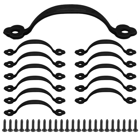 12 Pack Black Barn Door Handles Zinc Alloy Gate Pulls For Cabinets Drawers And Closets With Mounting Screws Included Center To Center Hole Spacing 2.64 Inches (67mm) And Total Length 3.15 Inches (80mm) Durable Retro Dresser Style Hardware arranged with screws
