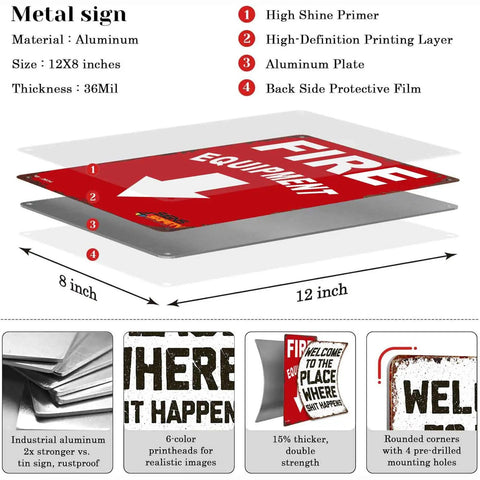 Metal Sign 8x12 Inches Dope Funny Tin Wall Decor For Garage Workshop Office Factory Warehouse Fire Station And Utility Room Aluminum Durable Sign Heavy Duty Aluminum Construction Weather Resistant Great Gift For DIY Lovers with layered aluminum details.