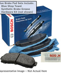 Blue Ceramic Disc Brake Pad Set With Hardware For Select Lexus ES250 ES300H ES350 UX200 UX250H And Toyota Avalon C-HR Camry Corolla Cross RAV4 Venza Front Quiet Braking Fade Resistant Long Lasting Stopping Power BE2076H package with pads and towel