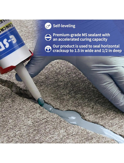 Concrete Crack Filler For Outdoors Waterproof Sealant, Self Leveling Driveway Repair Patch being applied to a concrete surface