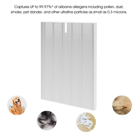 HR900 Replacement Filter 3 Pack for Pet Lovers and Dust Busters, H13 True HEPA Filter Set front view, filters pet hair and dust
