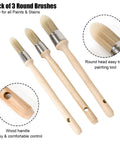 Three Pack Trim Painting Brush Set With 0.6 Inch, 0.75 Inch And 1 Inch Small Brushes For Edges And Walls, Easy Grip Wood Handles