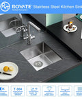 Bar Sink 15 By 15 By 8 Inch Undermount Single Bowl Stainless Steel Kitchen Sink T-304 With Strainer in a modern kitchen countertop