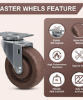 Side view: 4x1.5 in swivel caster with mounting plate; brown nylon-glass wheel, high-temp, 700 lb capacity.