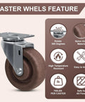 Built Like A Tank High Temp Caster Wheels For Bakery Ovens 570F Heat Resistant Glass Filled Nylon swivel roller with 360-degree rotation.