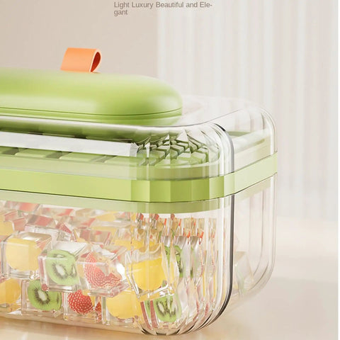 Go To Press Type Cold Block Mold Nonstick Ice Trays With Secure Lids Easy Release Freeze Tray showcasing colorful cocktail cubes.