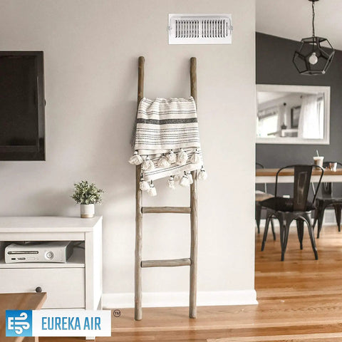Room interior showcasing Air Vent Deflector for 10 to 14 inch vents on ceiling, boosting comfort and airflow redirection.