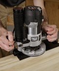 Heavy Duty Door Strike And Latch Router Template Fits Quarter Inch Collets, Precision Jig operating on a wood surface.
