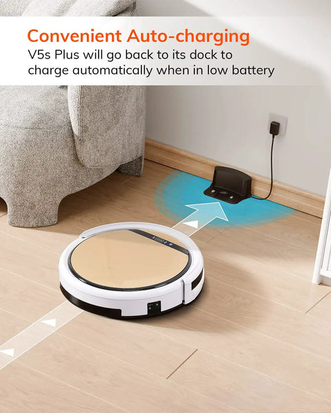 V5s Plus Robot Vacuum And Mop Combo With WiFi App And Alexa Voice Control auto self charging near docking station