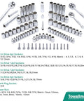 213 Piece Mechanic Tool Set With Socket Wrenches, SAE And Metric, Cr V Chrome Finish, Pro Grade Home And Auto Repair Kit