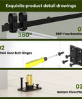 Space Saving Bi Fold Barn Door Kit 64 by 84 Inches White With Hardware Included sliding mechanism and hinges details