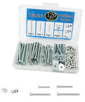 Top Notch Heavy Duty Eight Thirty Two Machine Screw Assortment Set With Zinc Plated Carbon Steel Bolts Nuts And Flat Washers For Garage Builds And Diy Repairs Built Like A Tank And Goes Together Quick in a storage box.