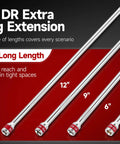 Four chrome extensions for 7 Piece Socket Extension Set Quarter Inch Drive With Adapters And U Joint Includes Auto Repair And Home Projects
