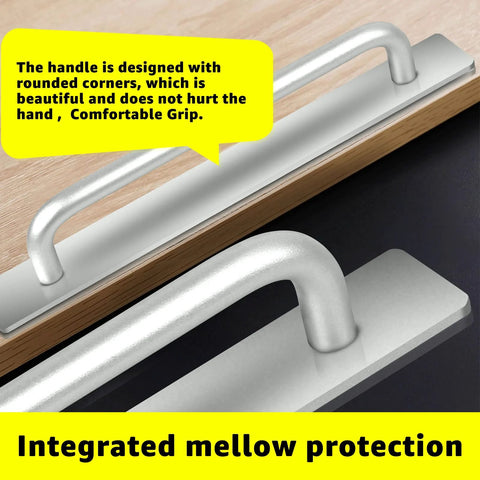 Self Stick Instant Cabinet Drawer Handles Set Aluminum Alloy With Adhesive Backing For Kitchen Cabinets Windows Closets Silver 147mm 2 Pack