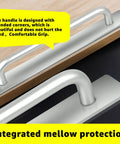 Easy Install Self Sticky Cabinet And Drawer Pull Set, Aluminum Alloy Handles With Strong Adhesive Mount, No Drill Needed, Silver Matte Finish, Durable Rust Resistant For Kitchen Cabinets, Drawers, Windows, And Closets, Large 210mm on cabinet surface