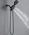 Matte Black Handheld Shower Head With 7 Settings And 5-Inch Rain Shower, Game-Changing Luxury Bath Experience installed on wall