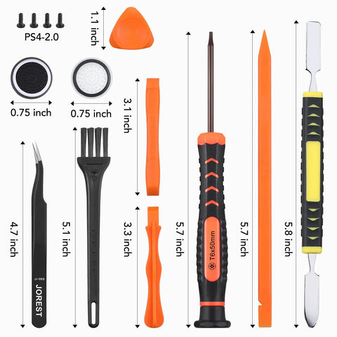 Pro Grade PS5 PS4 PS3 Console Repair Kit With PH00 PH0 PH1 Phillips And T8 Torx Drivers, crowbars, tweezers, and screws