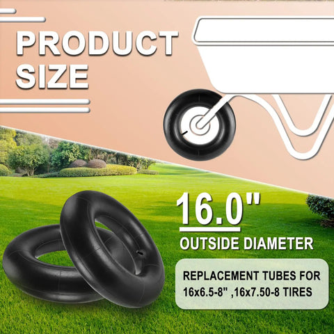 4.80/4.00-8 Inch Tire Inner Tubes Pack Of 2 for carts and mowers shown with size details and TR-13 valve, 8 inch rim fitting