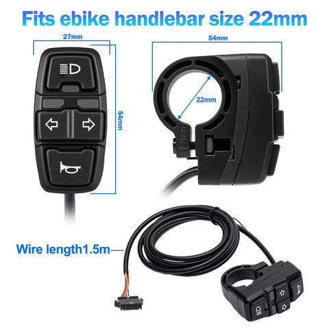 All In One Electric Bike Lighting Kit With 400 Lumen Front Headlight And Turn Signal Taillight With Brake Light, 24V 36V 48V Compatible, Handlebar Switch For Easy Night Rides