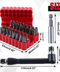 Badass Security Torx Bit Set With Magnetic Extension Holder And L Spanner, includes multiple tamper resistant bits in a red case.