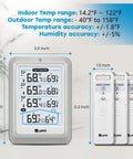 Wireless Indoor Outdoor Thermometer With 4.5 Inch Backlit Display Digital Hygrometer And Temperature Humidity Monitor Seriously Accurate Sensor With 330 Ft Range For Indoor And Outdoor Readings, showing main unit and three sensors.