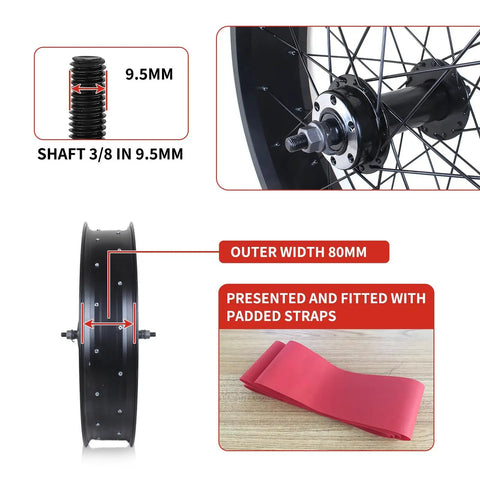 Fat Tire Front And Rear Wheelset For 20 24 26 Inch Bikes 4 Inch Wide Bead Grippy Beefy Snow Beach E Bike Disc Brake Details