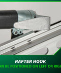 Close-up of rafter hook on Top Shelf Pneumatic Framing Nailer With Smooth Operator Depth Tweaks And Heavy Duty Aluminum Magazine.