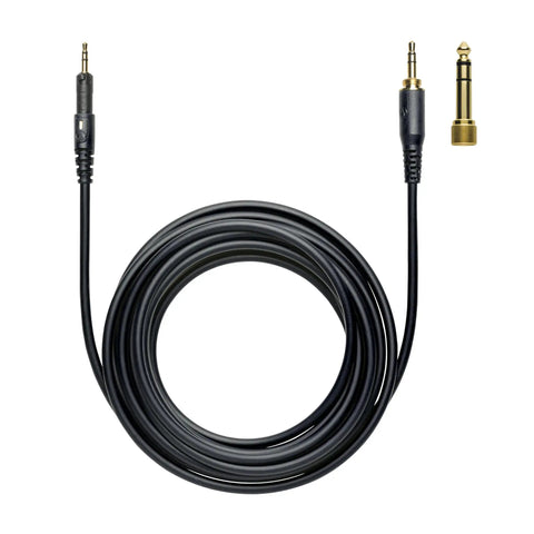 Detachable cable for M50X Pro Studio Headphones With Detachable Cable Black Studio Grade Sound, shown coiled with adapter.