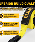 Beefed Up 3 Inch By 30 Foot Tow Strap Recovery Kit With Two Three Quarters Inch D Ring Shackles For Trucks SUVs And Off Road Ready Emergency Rope Tow Line And Shackle Set; features and benefits displayed
