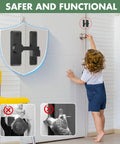 Child reaching for door with Barn Door Lock Latch With 90 180 Degree Flip For Sliding Doors Built To Last Zinc Alloy Security Lock visible