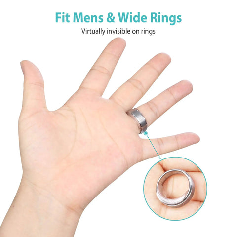 Silicone Ring Size Adjuster Kit Clip On No Show Fit For Loose Rings Sizer Guard Spacer Helps You Shrink Ring Size For Any Ring Type And Prevent Slips 8 Pack shown on hand