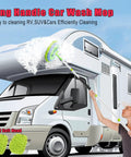 Person using All In One Long Handle Car Wash Kit With 62 Inch Reach to clean RV roof with chenille microfiber head