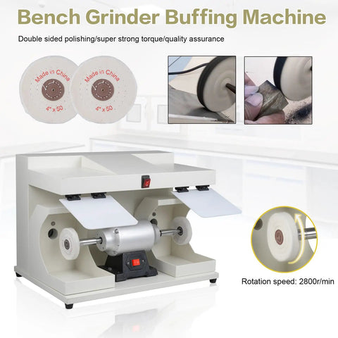ZGOOD 550W Large Space Bench Grinder Buffing Machine With LED Light, 2800 RPM motor, double sided polishing wheels.