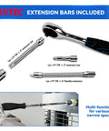 46 Piece One Quarter Inch Drive Socket Ratchet Wrench Set With Metric Sockets And Bit Set Plus Extension Bars Universal Joint