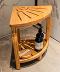 2-Tier Bamboo Shower Bench For Inside Shower No-Slip Legs 16 Inch Waterproof Bathroom Stool With Storage Shelf Sturdy