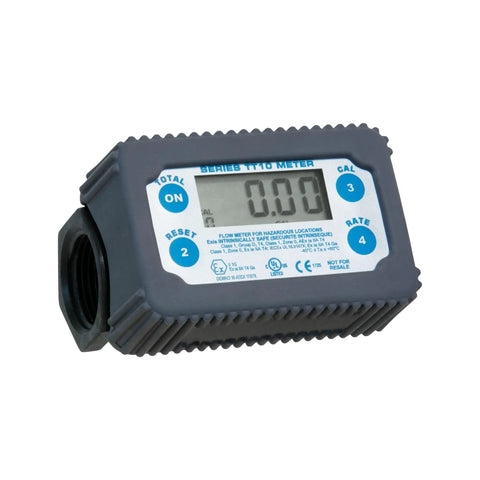 TT10PN 1 Inch Digital Inline Turbine Chemical Transfer Meter With 2 To 35 GPM 7.6 To 132.5 LPM Flow Polymer Body