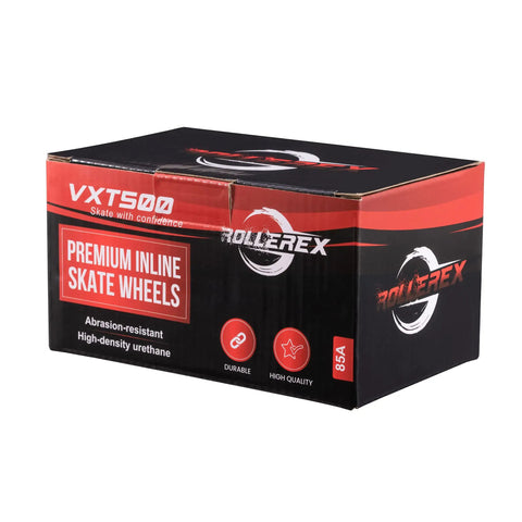 80mm Inline Skate Wheels Smooth Rollin 8 Pack 85A Urethane For Indoor And Outdoor Skating Abrasion Resistant High Density Formula Fits Standard 608 Bearings Steel Black Durable For Daily Street And Park Sessions box packaging