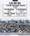 All In One Wood Fastening Kit With One Quarter Twenty Threaded Inserts Tee Nuts Bolts And Washers open box view