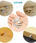 104 Pieces Shelf Pins Kit Four Styles Nickel Plated Shelf Support Pegs for shelves, cabinets, and closets in hand display