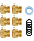 Six Pack 3/4 Inch Vacuum Breakers Anti Siphon Hose Bib Backflow Preventers For Outdoor Faucets Brass Garden Hose GHT Thread Includes Washers And Tape