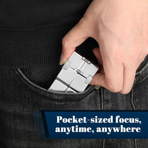Infinity Cube Fidget Desk Accessory For Adults All Day Focus Tool in hand, fits in pocket, quiet metal for office meetings and travel