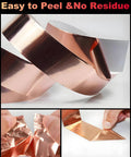 Copper foil tape collage: curved copper strips with peeling backing; 1/2in x 50ft, conductive adhesive.