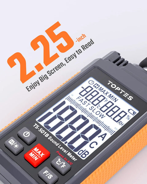 Dope Sound Level Meter With Backlit 2.25 Inch LCD For Home And Office Use Portable Decibel Tester 30 To 130 dB Range A Weighted Max Min Data Hold, 2.25-inch screen