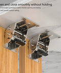 Locking Folding Hinges 90 Degree Foldable Shelf Brackets in steel attached to wooden table legs for stability