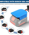 Bosch 18V Battery Power Wheels Adapter Kit Two Pack For Li Ion GBA Battery DIY Converter shown with fuse and blue cap