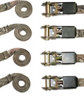 Mossy Oak Break Up Infinity Camo 1 Inch By 8 Foot Ratchet Tie Down Straps 300 LB Safe Working Load with S Hook Ends