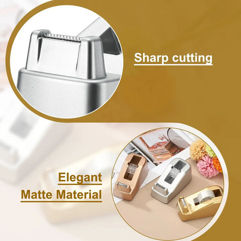 Heavy Duty Frosted Tape Dispenser Slick Non Skid Desk Holder Built Tough For One Hand Snipping Silver Plastic Organizer with serrated blade