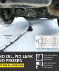 Heavy Duty Mechanical Screw Truck Jack Oil Free Build Featuring Precision Steel Gears 2 Ton 4000 Lb Capacity positioned under a vehicle in snow.